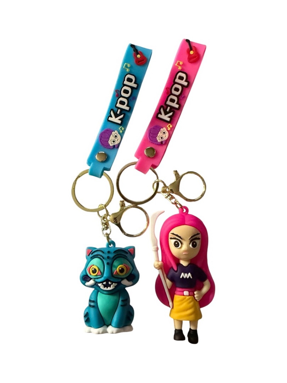 K-pop Pink & Blue Character Bag charms/Keychain Set